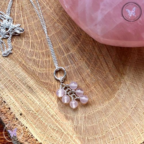 Rose Quartz Cluster Pendant Necklace